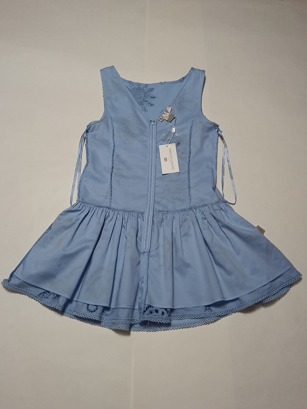 Caroline Constas Blue Embroidered Eyelet Starfish Cotton Mini Dress Size 10 - Picture 10 of 14